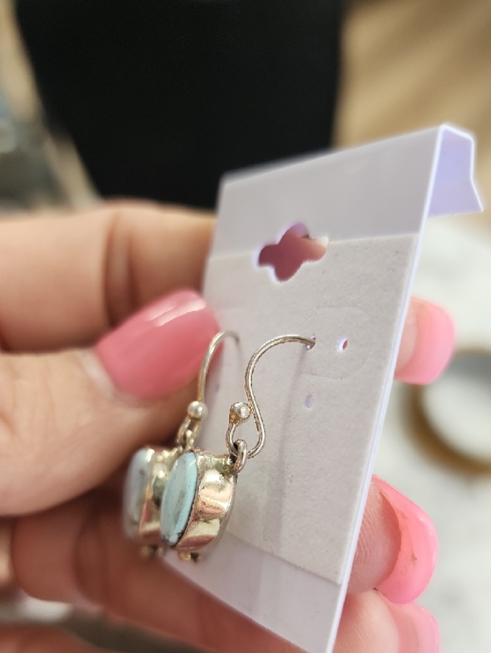 Sterling And Golden Hills Turquoise Earrings - Picture 3 of 3